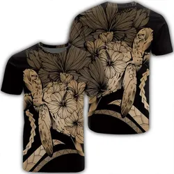 Alohawaii Tee - Hawaiian Hawaii Turtle Hibiscus Polynesian Vintage T-shirt Gold - AH - J4R