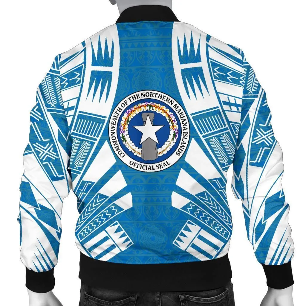 Northern Mariana Islands Men Bomber Jackets - Polynesian Tattoo Flag