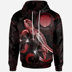 CNMI Polynesian Hoodie - Turtle With Blooming Hibiscus Red