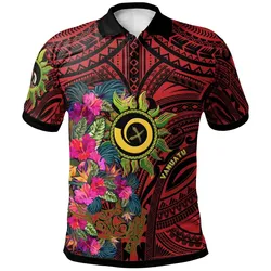 Alohawaii Shirt - Polo Shirt (Custom)Polynesian - Vanuatu Symbols With Hibiscus Ver03- BN17