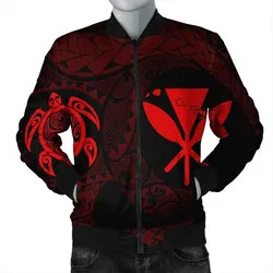 FamilyGaterJacket - Hawaiian Kanaka Turtle Polynesian Bomber Jacket Red AH - J7R