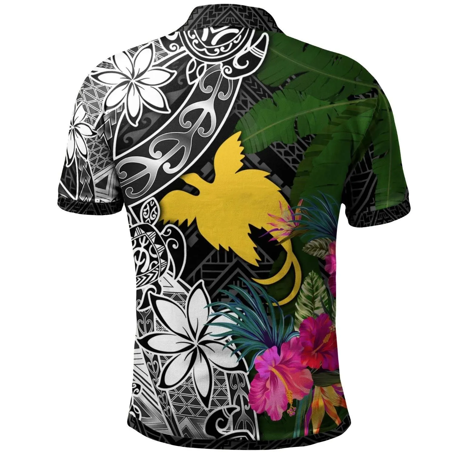 Papua New Guinea Custom Personalised Polo Shirt - Turtle Plumeria Banana Leaf - BN11