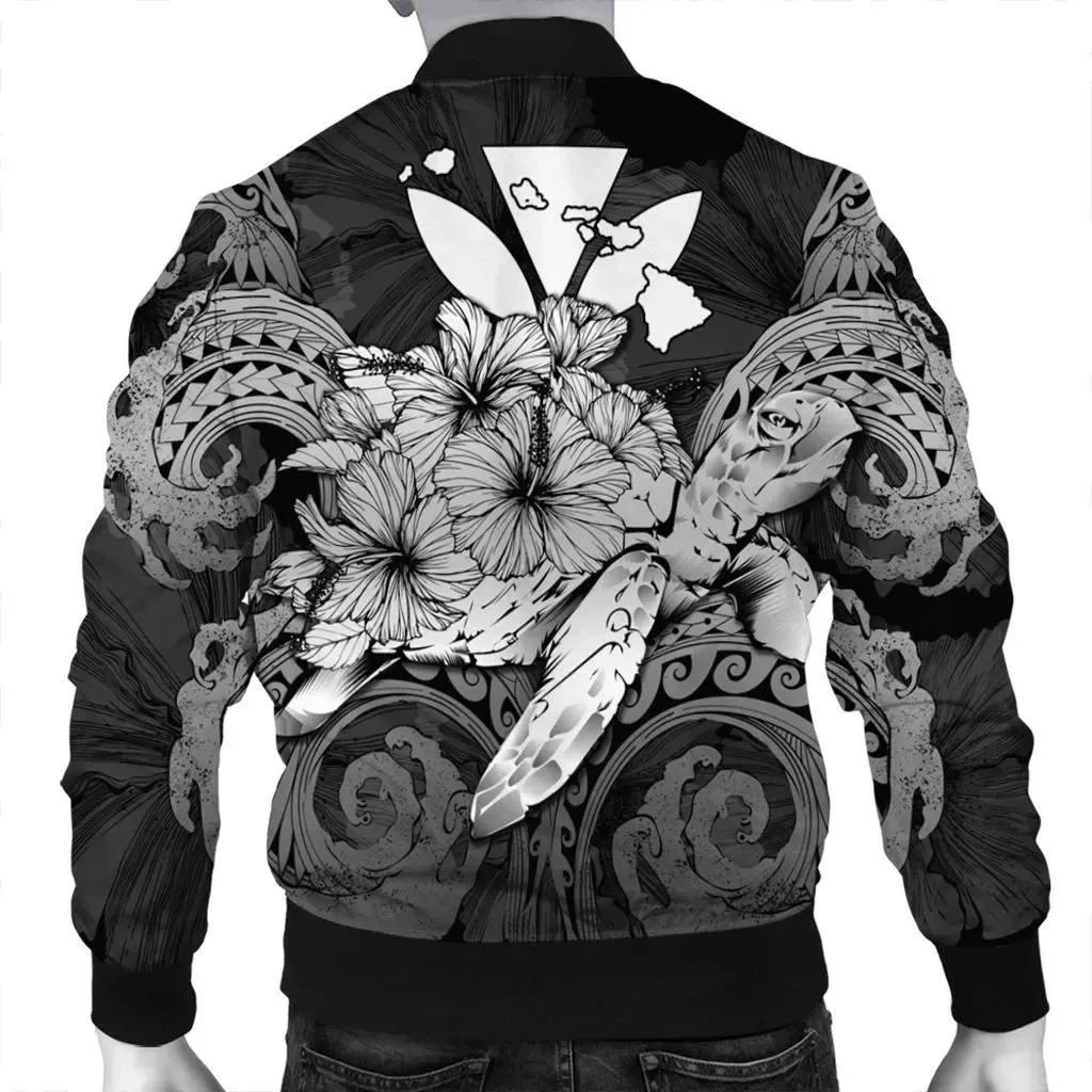 Alohawaii Jacket - Hawaii Turtle Wave Polynesian Bomber Jacket - Hey Style White - AH - J4R