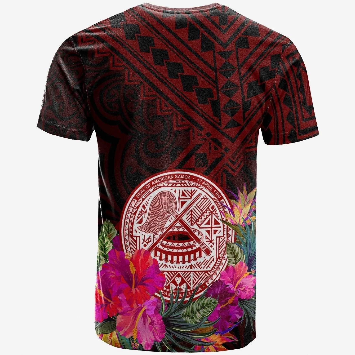 American Samoa T Shirt - Coat Of Arm With Polynesian Patterns