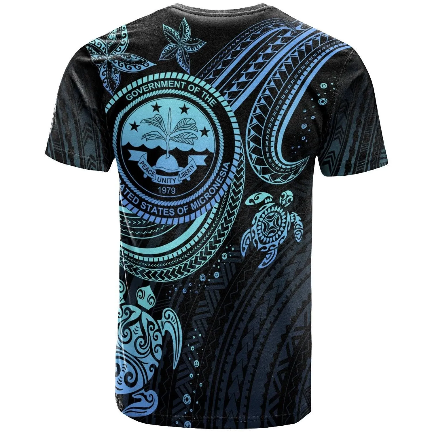 Federated States of Micronesia Custom Personalised T-shirt -Coat Of Arm with Blue Turtle