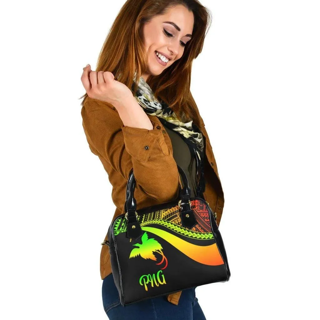Papua New Guinea Shoulder Handbag - Reggae Polynesian Tentacle Tribal Pattern