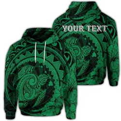 (Personalised) Hawaiian Kanaka Honu Map Hibiscus Globular Polynesian Green Hoodie - AH
