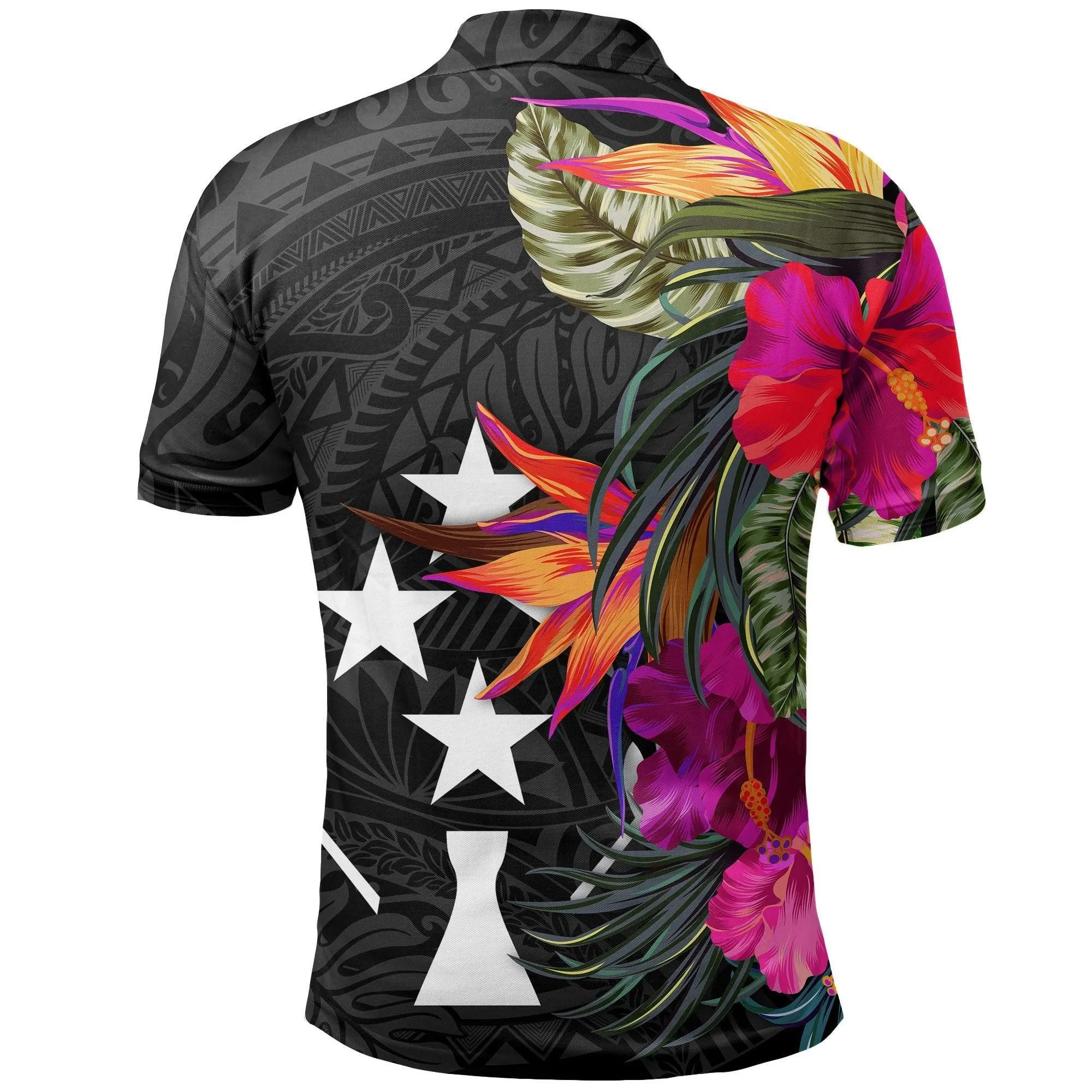 Kosrae Polo Shirt - Hibiscus Polynesian Pattern