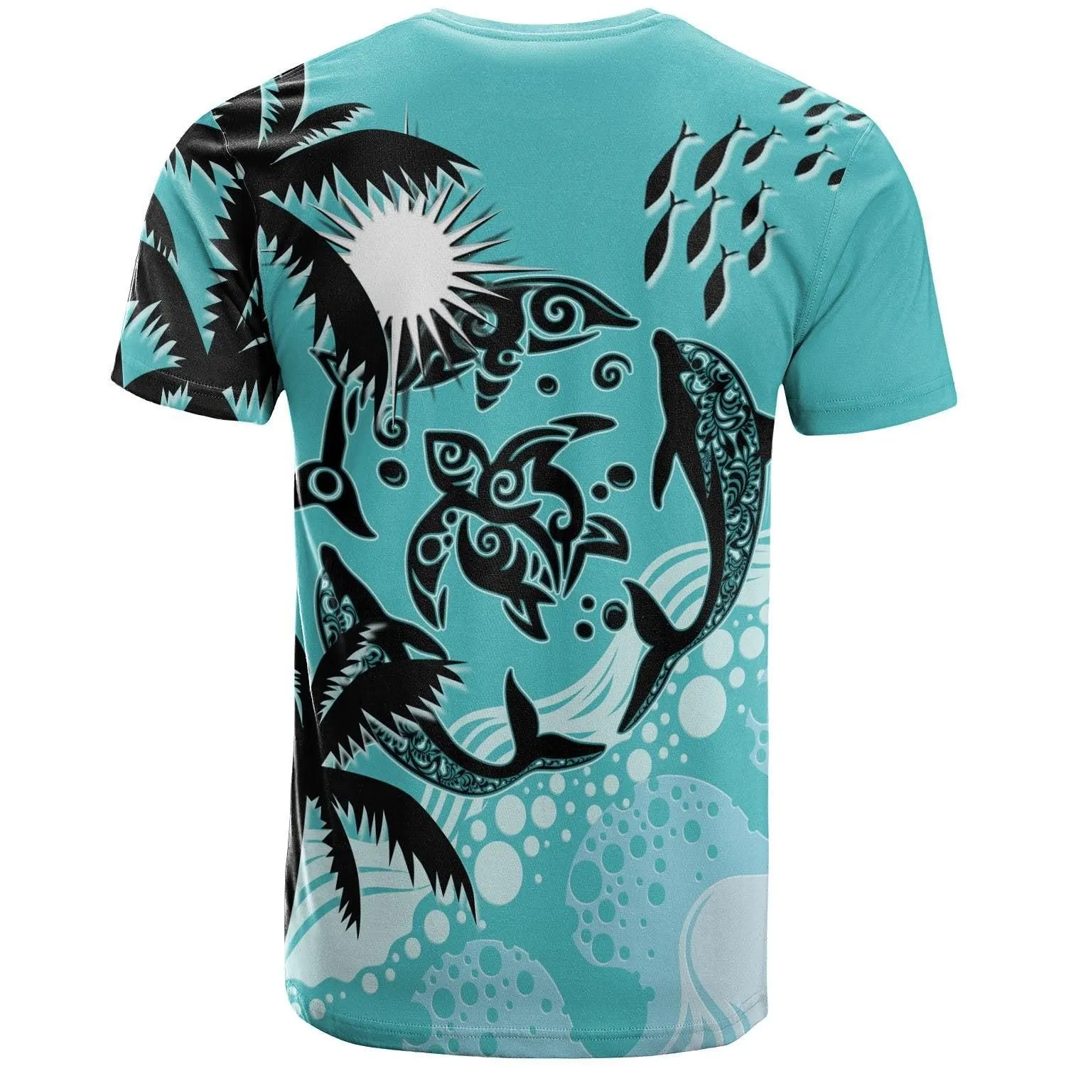 Marshall Islands T-shirt - Coat Of Arm and Spinner Dolphin Patterns