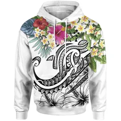 Kosrae Polynesian Hoodie - Summer Plumeria (White)