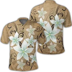 Alohawaii Shirt - Hawaiian Plumeria Polynesian Polo Shirt - Gold - AH - J4R