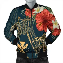 Hawaii Polynesian Turtle Hibiscus Bomber Jacket - Nolan Style