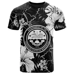 Federated States Of Micronesia T-Shirt - White Hibiscus Palm Monstera