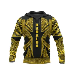 Hawaii Pullover Hoodie - Kanaloa Polynesian Tattoo Special Yellow
