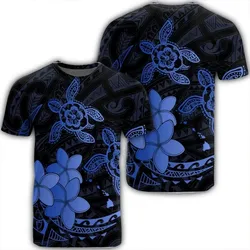 Alohawaii Tee - Hawaii Polynesian Turtle Plumeria T-shirt Pog Style Blue - AH - J4R