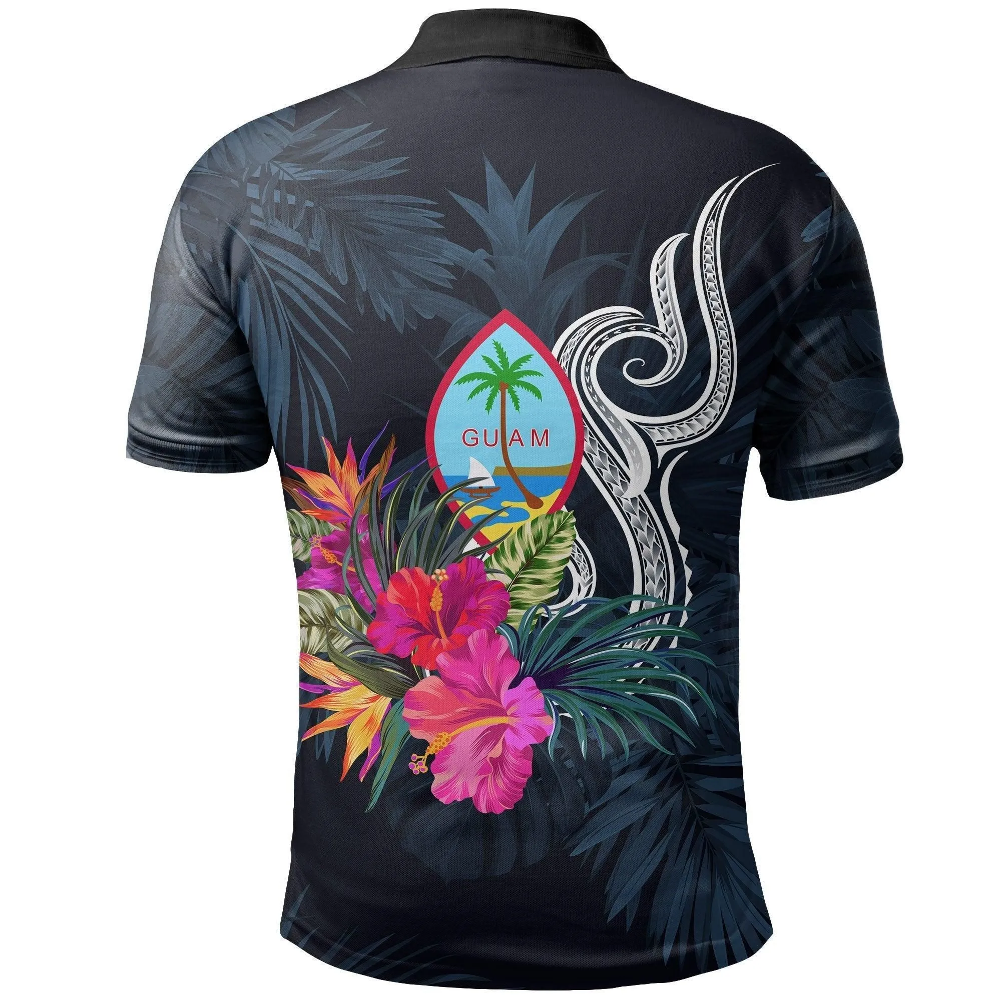 Guam Polynesian Polo Shirt - Tropical Flower