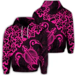 Alohawaii Hoodie - Hawaiian Map Turtle Hibiscus Kanaka Polynesian Hoodie - Pink - AH - J4R