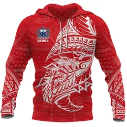Samoa Rugby Hoodie - Samoa Coat Of Arms Polynesians Tattoo Style Red