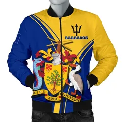 Barbados Mens Bomber Jacket - Barbados Coat of Arms & Flag