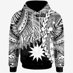 Nauru Polynesian Hoodie - Tribal Wave Tattoo White