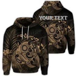 Alohawaii Hoodie - (Personalised) Hawaiian Map Turtle Tattoo Hibiscus Plumeria Polynesian Hoodie - Gold - AH - J4R