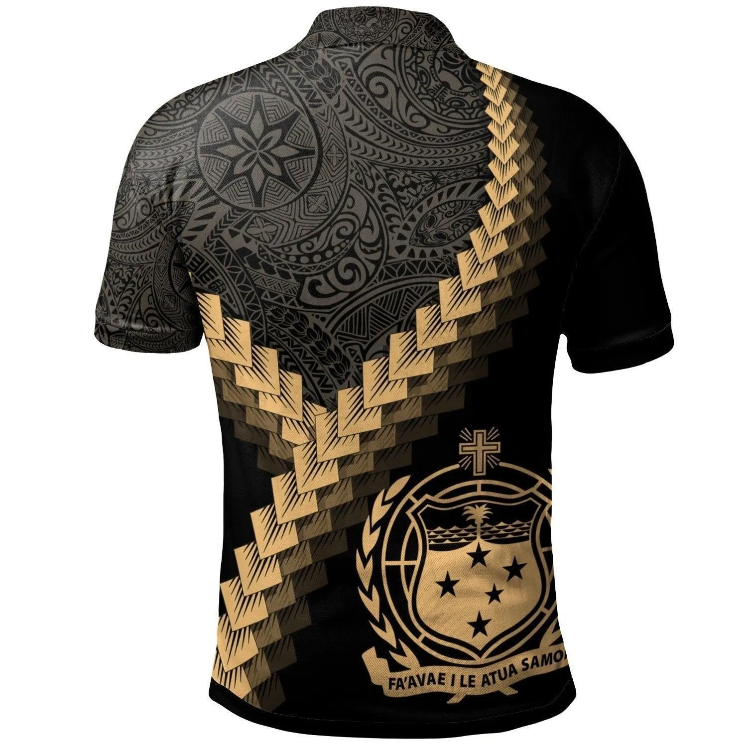 Samoa Polo Shirt - Samoa Coat Of Arms With Polynesian Tattoo Gold