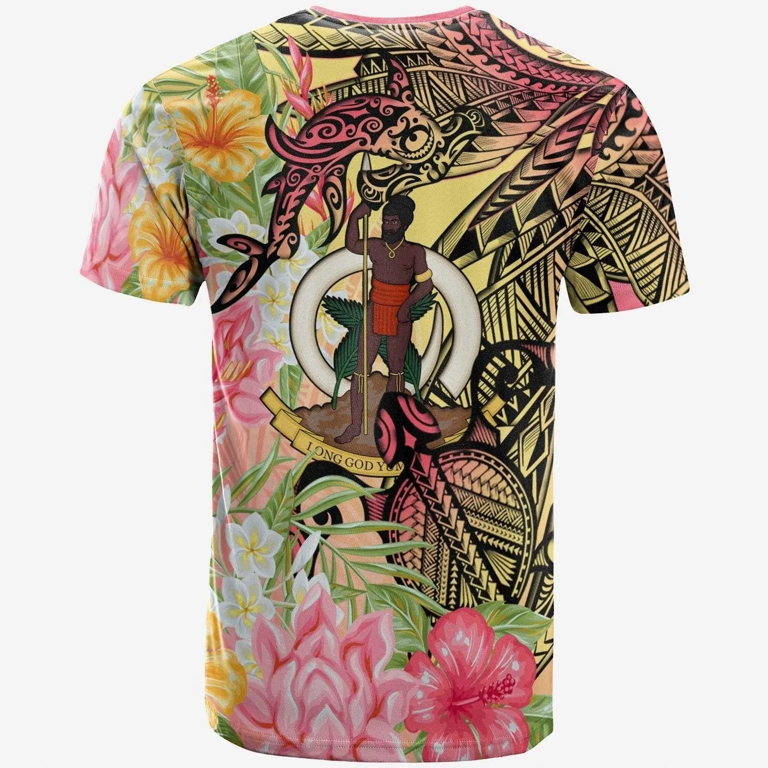 Vanuatu T shirt - Flowers Tropical With Sea Animals