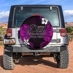 (Custom Personalised) Polynesian Fathers Day Spare Tire Cover I Love You In Every Universe - Pink LT8