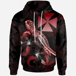 Alohawaii Clothing - Hoodie Wallis and Futuna Polynesian - Turtle With Blooming Hibiscus Red - BN22