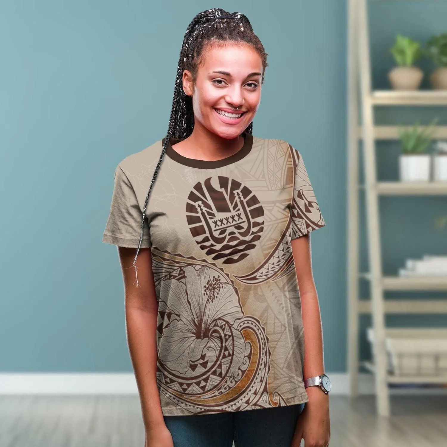 Tahiti T shirt - Hibiscus Flowers Vintage Style