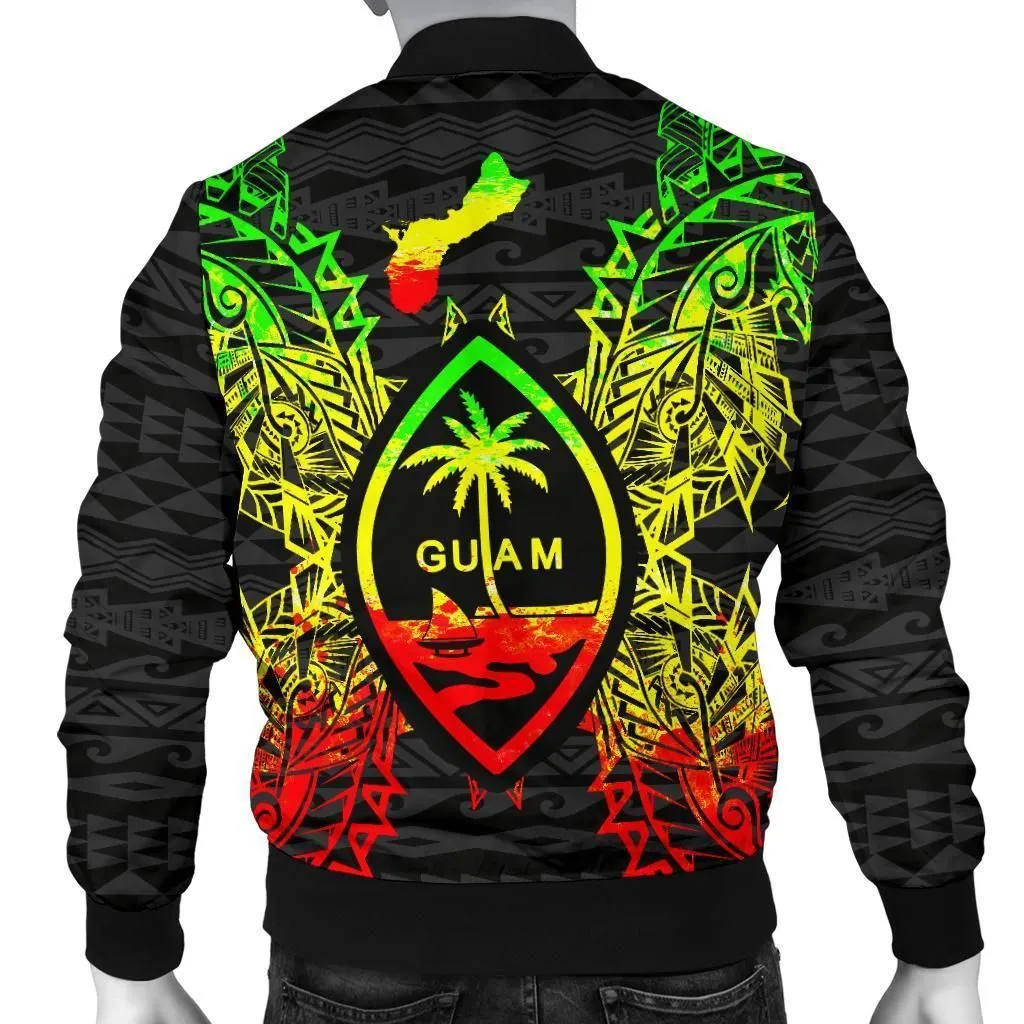 Guam Polynesian Mens Bomber Jacket Map Reggae