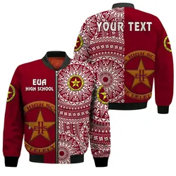 (Custom Personalised) Tonga Eua High School Bomber Jacket Tongan Ngatu Pattern LT14