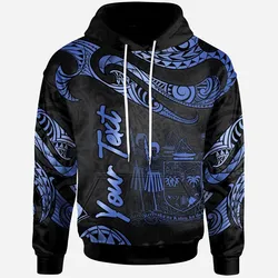 Fiji Polynesian Custom Personalised Hoodie - Poly Tattoo Blue Version