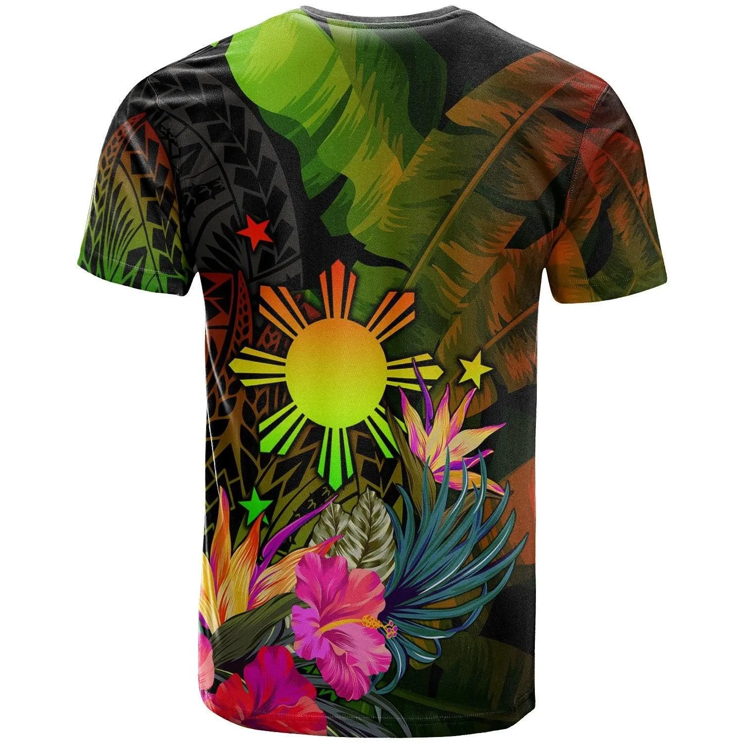 The Philippines Polynesian T-Shirt -Hibiscus and Banana Leaves