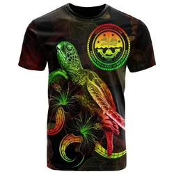 Fedarated States of Micronesia Polynesian T-Shirt - Turtle With Blooming Hibiscus Reggae