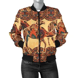 Camel Polynesian Tribal Design Pattern WomenS Bomber Jacket