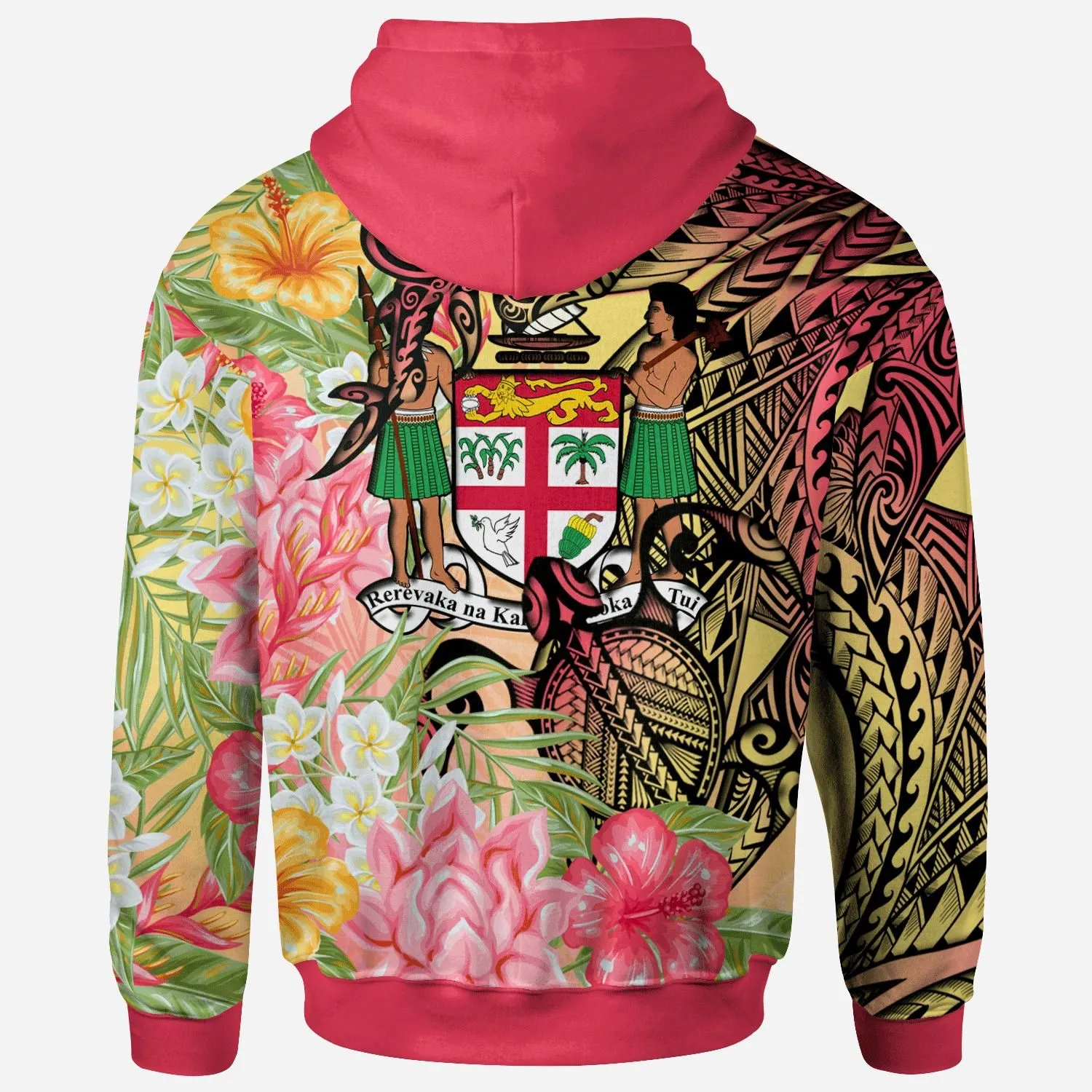 Fiji Hoodie - Flowers Tropical With Sea Animals