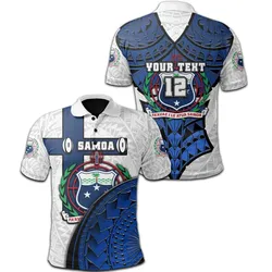 (Custom Personalised) American Samoa Rugby Polo Shirt Armor Style - White