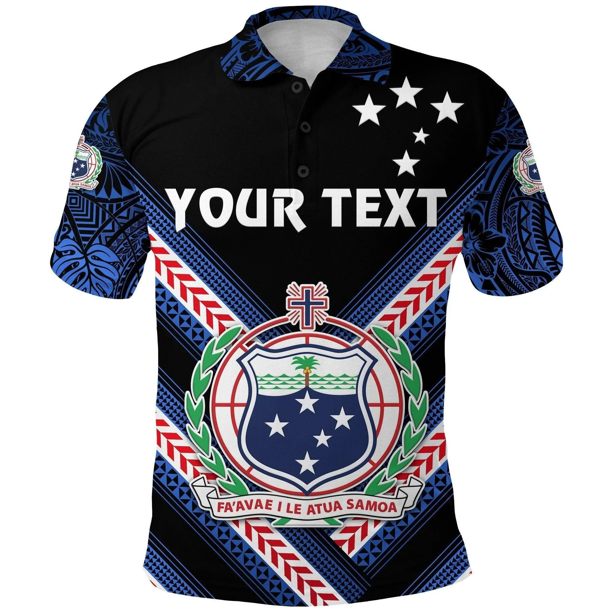 (Custom Personalised) Manu Samoa Rugby Polo Shirt Creative Style - Black