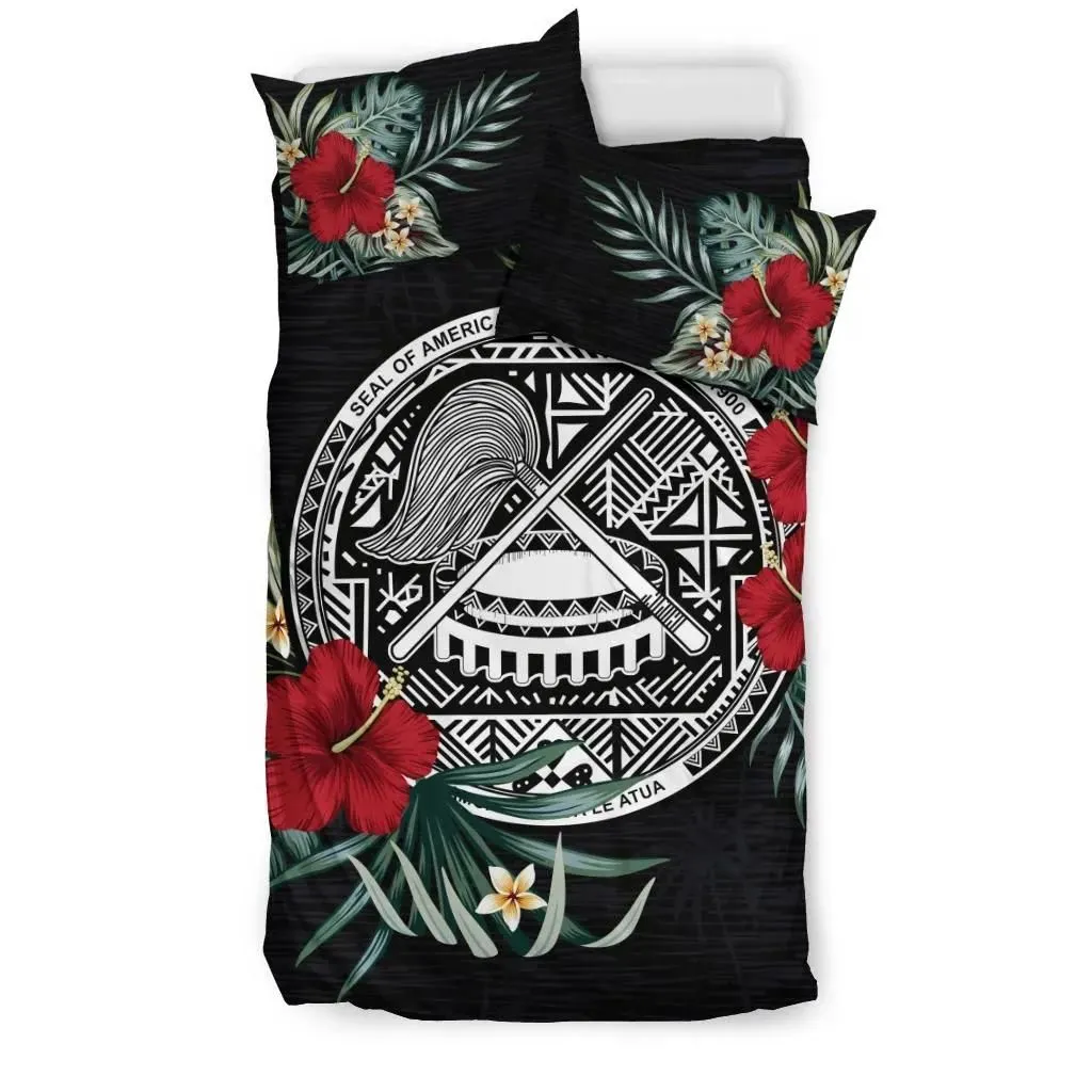 FamilyGater Bedding Set - Cover and Pillow Cases American Samoa Hibiscus Coat Of Arms A02