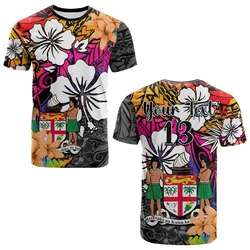 (Custom Text and Number) Fiji Tie Dye T Shirt Polynesian Tribal Creative Tropical Flowers LT13