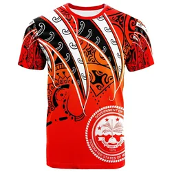 Federated States of Micronesia T-Shirt - Tropical Leaf Red Gradient Style