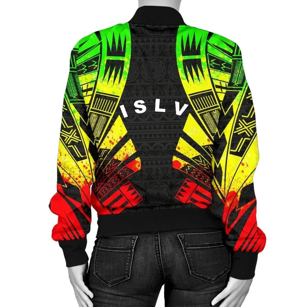 Society Islands Women Bomber Jacket - Polynesian Tattoo Reggae - BN0110