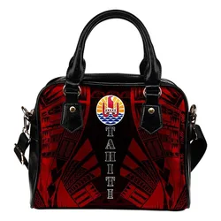 Tahiti Shoulder Handbag - Polynesian Tattoo Red