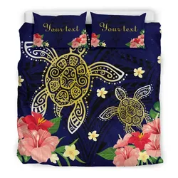 FamilyGater Home Set - Hawaii Turtle Polynesian Hibiscus Plumeria Mix Night - Bedding Set AH J2