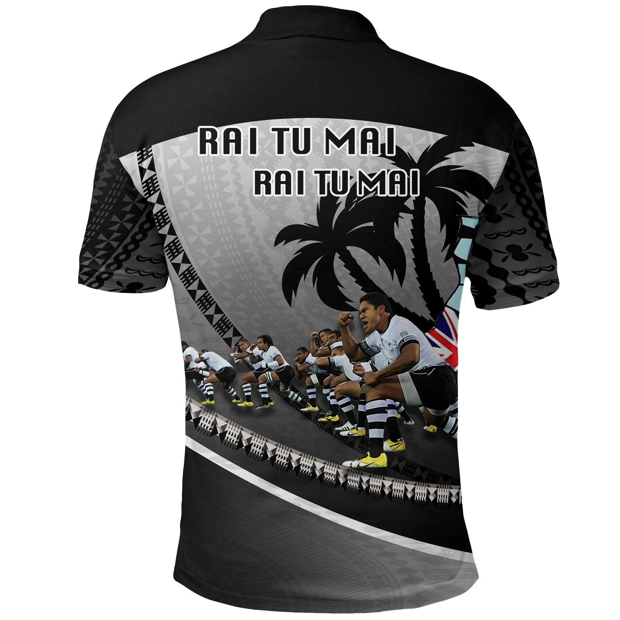Fiji Cibi War Dance Rugby Polo Shirt Tapa