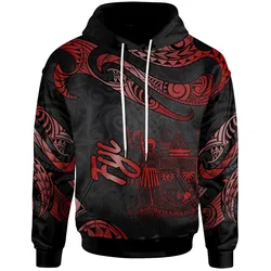 Fiji Polynesian Hoodie - Poly Tattoo Red Version