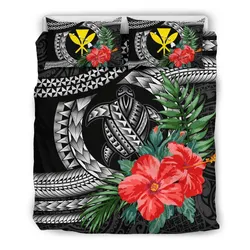 FamilyGater Bedding Set - Cover and Pillow Cases Kanaka Maoli (Hawaiian) - Polynesian Turtle Hibiscus Black A24