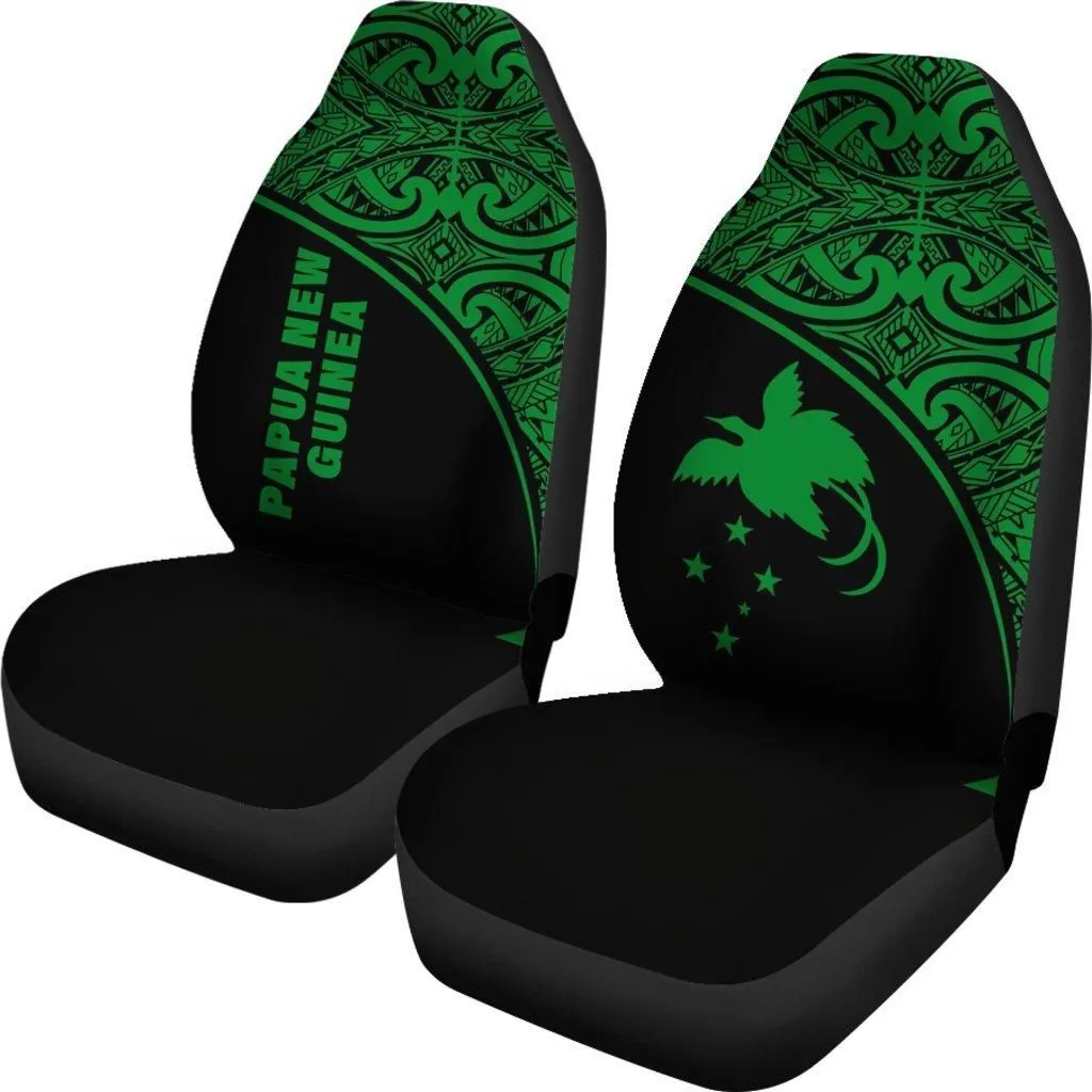 Papua New Guinea Car Seat Covers - Papua New Guinea FLag Polynesian Green Curve