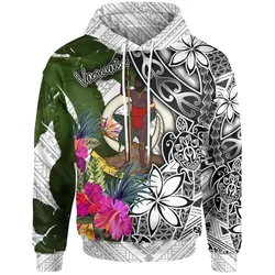 Alohawaii Clothing - Hoodie Vanuatu White - Turtle Plumeria Banana Leaf - BN11